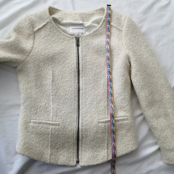 Club Monaco Sherpa Wool Blend Cream Zip Up Blazer Size 4 - Picture 15 of 16